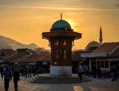 Foto von Sebilj auf dem Baščaršija-Platz in Sarajevo